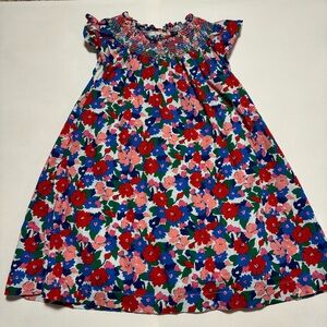 Mini Boden Floral Smocked Dress - Red, Blue, Pink